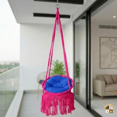 23 Inch Macrame Hammock Chair Swing | Cotton Rope Hanging Chair for Indoor & Outdoor Use in Bangladesh