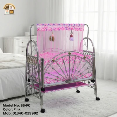 Baby Dolna Stainless Steel Cradle Bed BMC-SS-FC | Heavy Duty Baby Cradle in Bangladesh