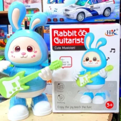 Musical Dancing Rabbit Guitarist Doll Activity Play Center Toy 360 Degree Rotating